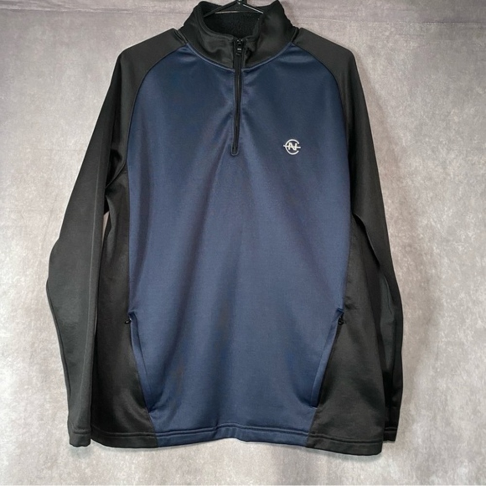 Nautica Competition Y2K vintage 1/4 Zip Navy Black Pullover Sweatshirt Sz Large‎